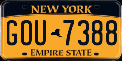 NY license plate GOU7388