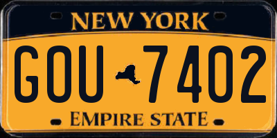 NY license plate GOU7402