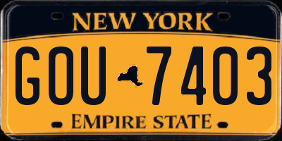 NY license plate GOU7403