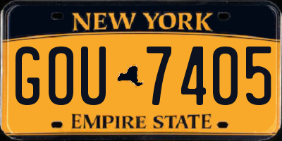 NY license plate GOU7405