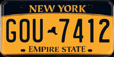 NY license plate GOU7412
