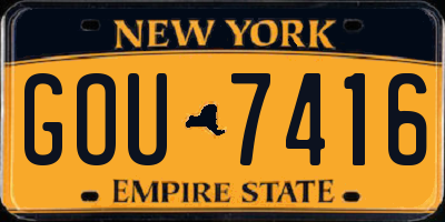 NY license plate GOU7416