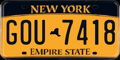 NY license plate GOU7418
