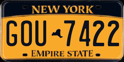 NY license plate GOU7422
