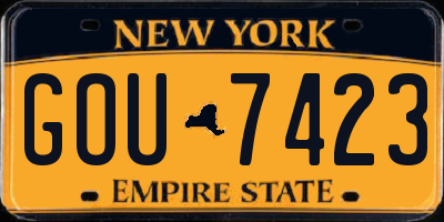 NY license plate GOU7423