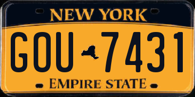 NY license plate GOU7431