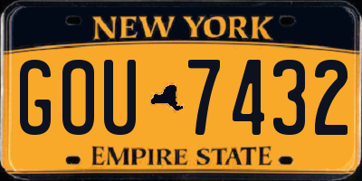 NY license plate GOU7432