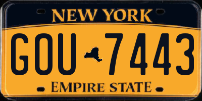 NY license plate GOU7443