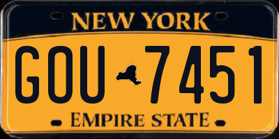 NY license plate GOU7451