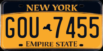 NY license plate GOU7455