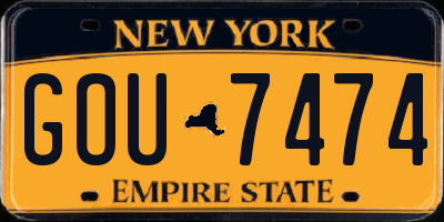 NY license plate GOU7474