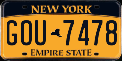 NY license plate GOU7478