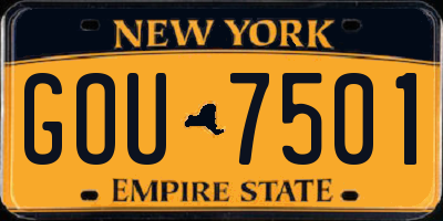 NY license plate GOU7501