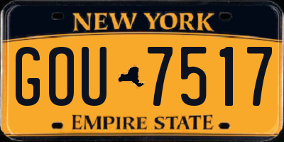 NY license plate GOU7517