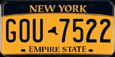 NY license plate GOU7522