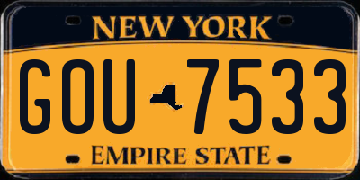 NY license plate GOU7533