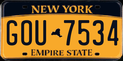 NY license plate GOU7534