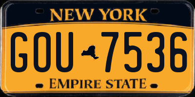 NY license plate GOU7536