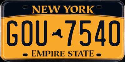NY license plate GOU7540