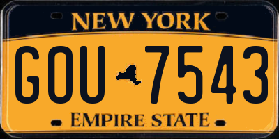 NY license plate GOU7543