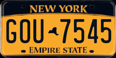 NY license plate GOU7545