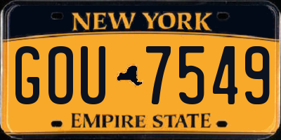 NY license plate GOU7549