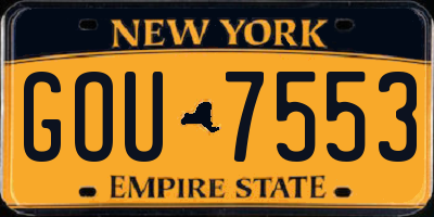 NY license plate GOU7553