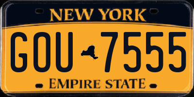 NY license plate GOU7555