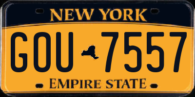 NY license plate GOU7557