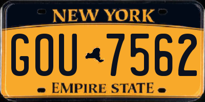 NY license plate GOU7562