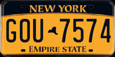 NY license plate GOU7574