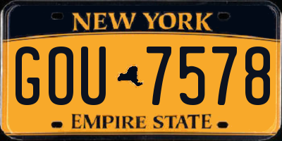 NY license plate GOU7578