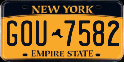 NY license plate GOU7582