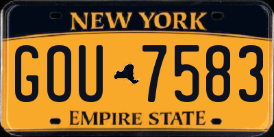 NY license plate GOU7583