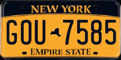 NY license plate GOU7585