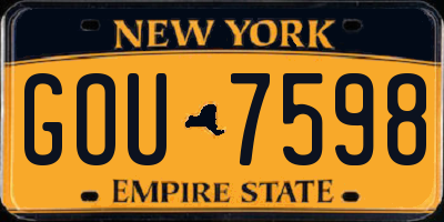 NY license plate GOU7598