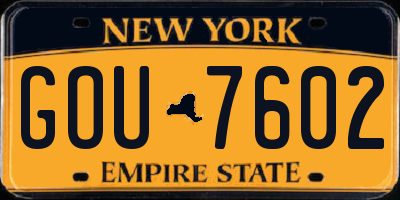 NY license plate GOU7602