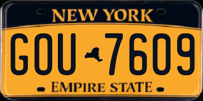 NY license plate GOU7609