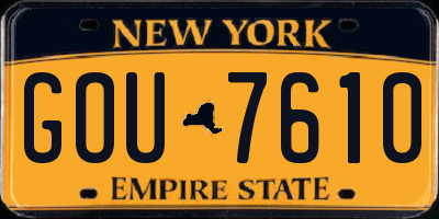 NY license plate GOU7610