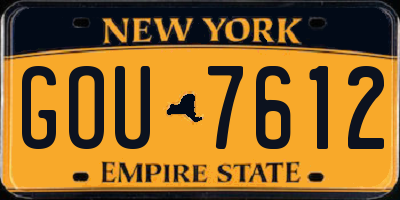 NY license plate GOU7612