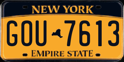 NY license plate GOU7613
