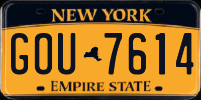 NY license plate GOU7614