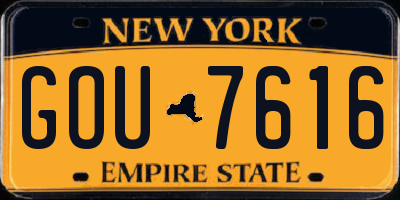 NY license plate GOU7616