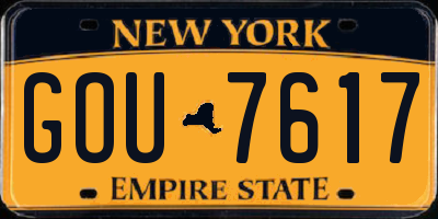 NY license plate GOU7617