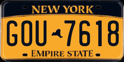 NY license plate GOU7618