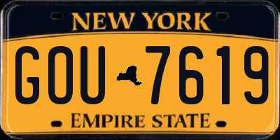 NY license plate GOU7619