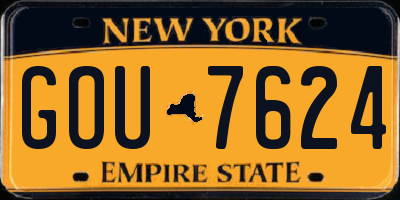 NY license plate GOU7624
