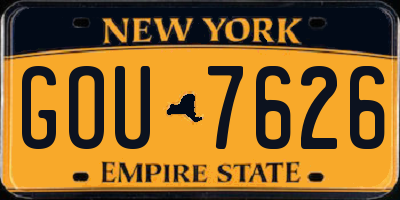 NY license plate GOU7626