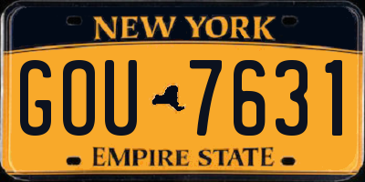 NY license plate GOU7631