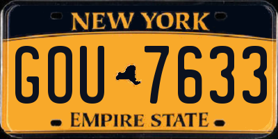 NY license plate GOU7633